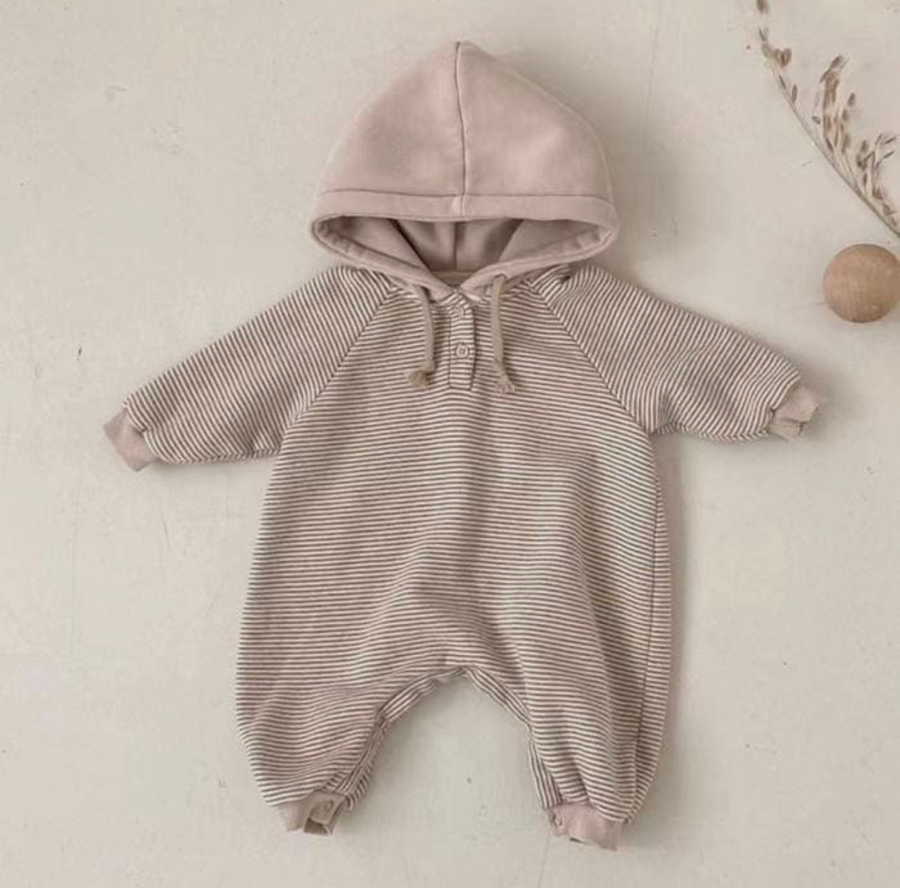 HOODED STRIPPED ROMPER