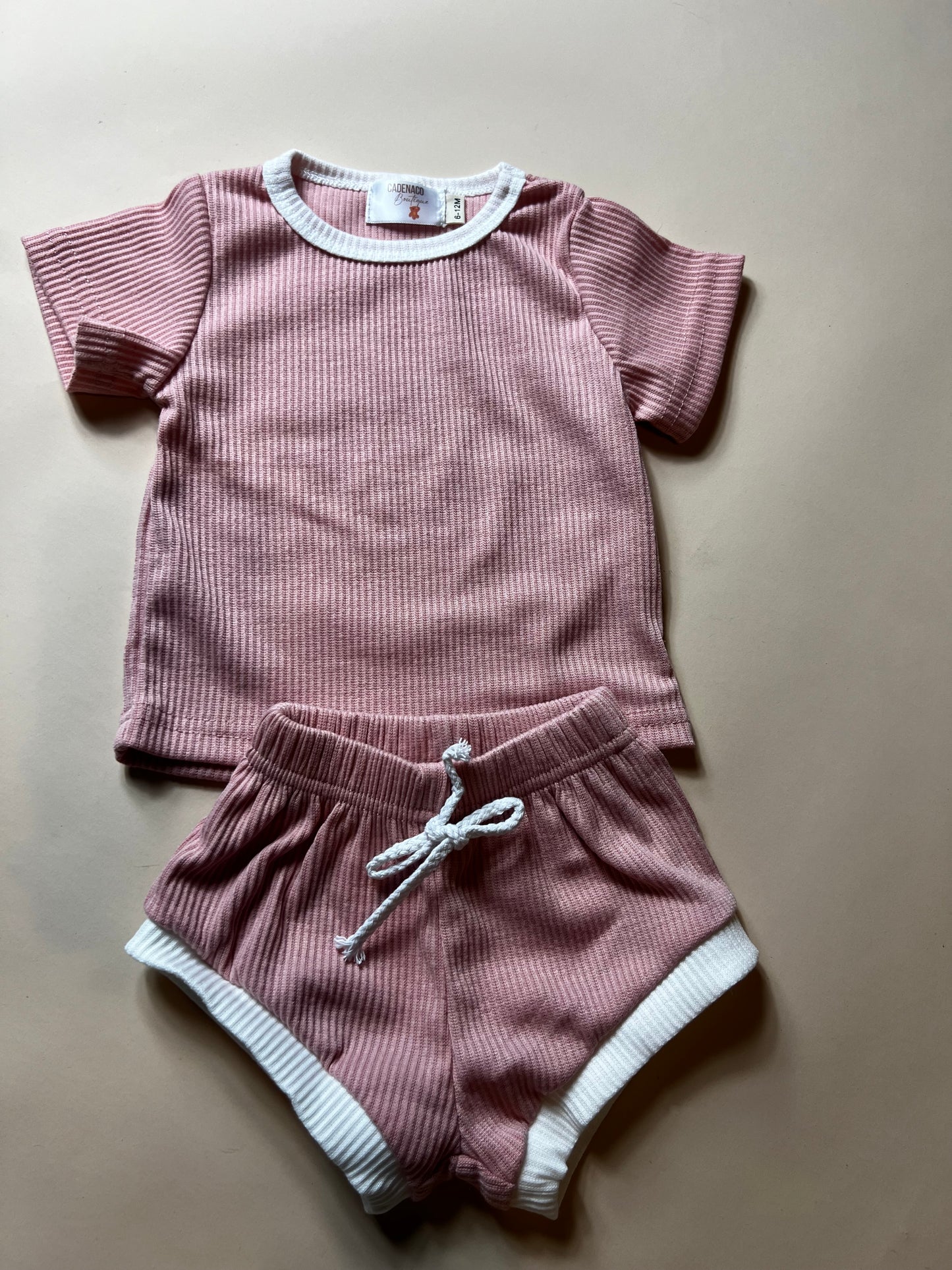 Pink ribbed set