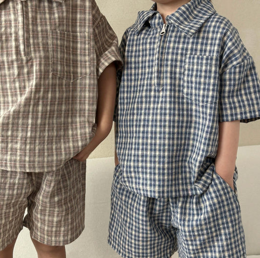 ALEX PLAID SHORTS SET