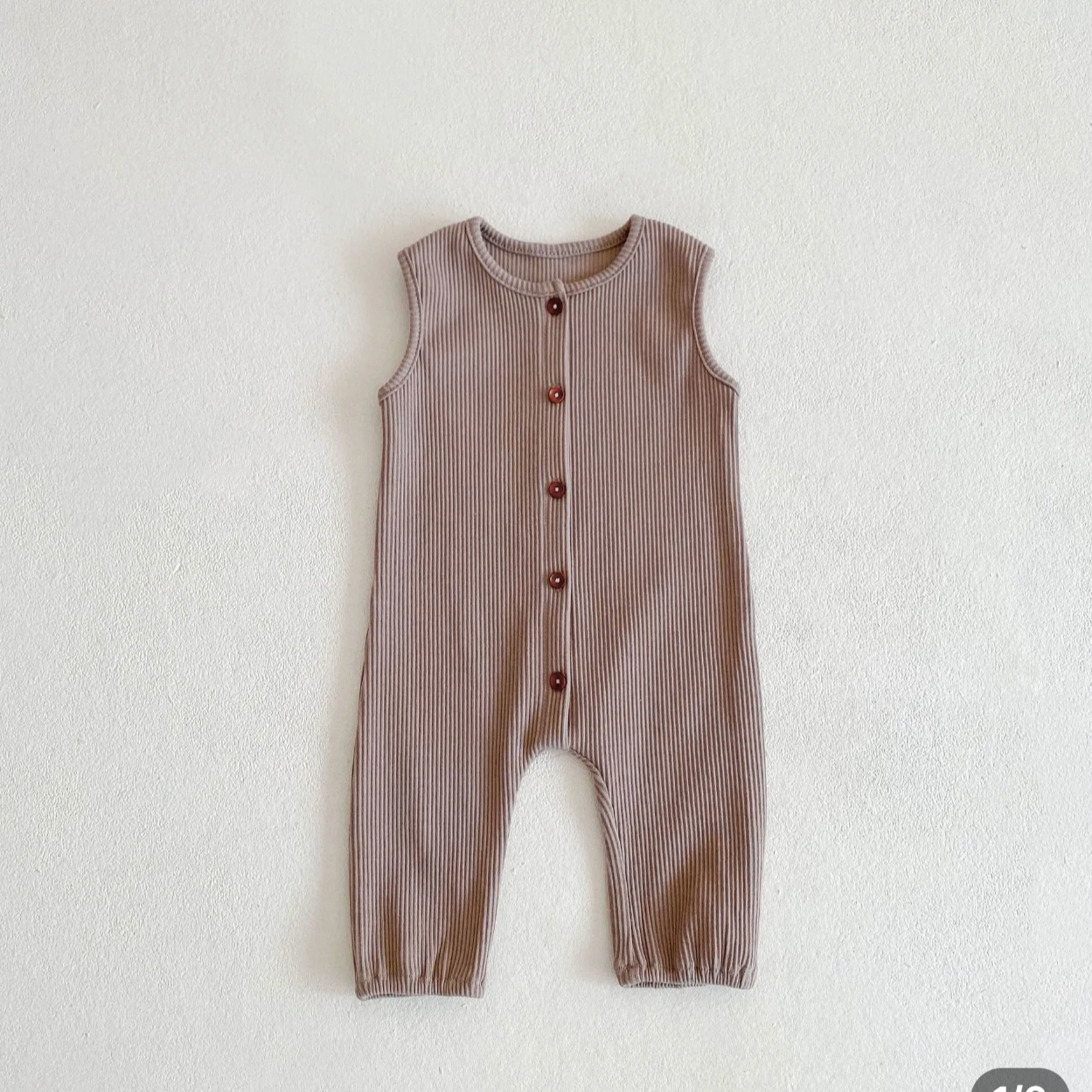 BROWN RIBBED JUMPSUIT