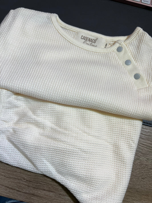 white ribbed set