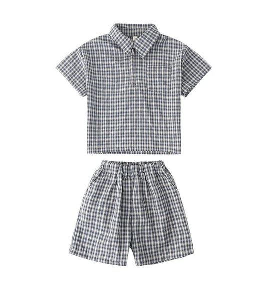 ALEX PLAID SHORTS SET
