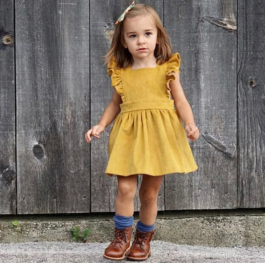 YELLOW CORDUROY DRESS