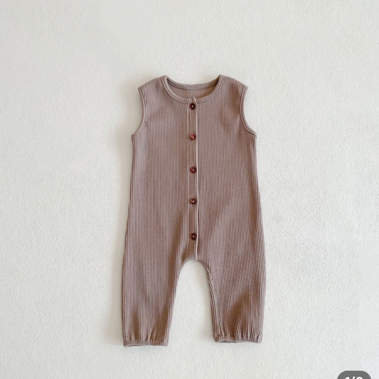 BROWN RIBBED JUMPSUIT
